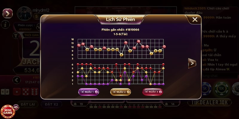 Nhiều chức năng trong phiên Live Tài Xỉu